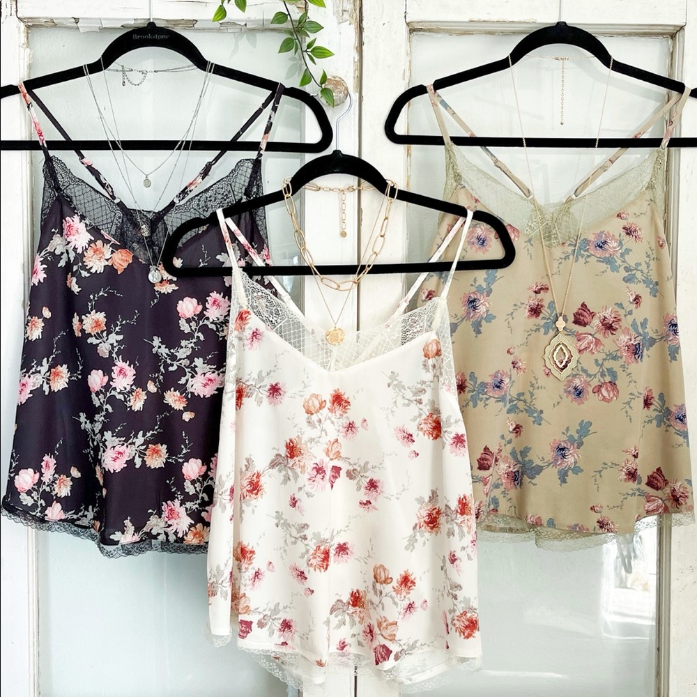 BLACK Floral Racerback Lace Camis - Picture 4 of 4